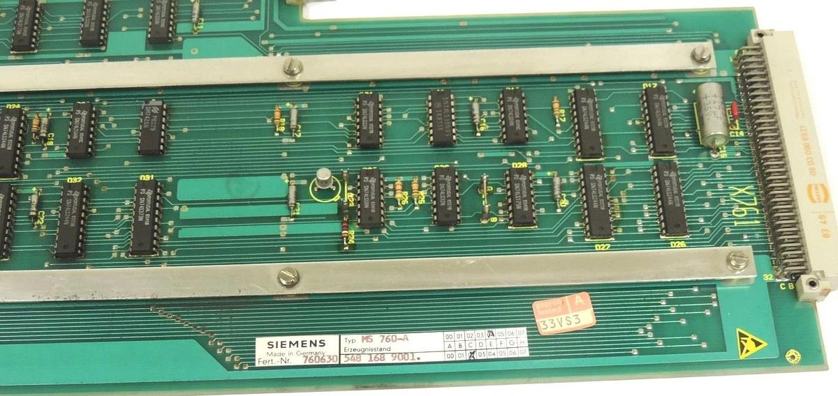 Used SIEMENS MS-760-A PC BOARD MS760A, FERT. NR. 760630 548 168 9001, 6FX1-116-8AA00