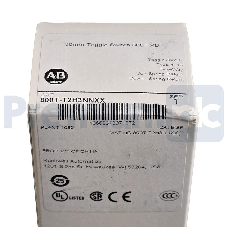 Used Allen-Bradley 800T-T2H3NNXX /T 30mm 2-Way Toggle Switch Spring Return, 2NO/2NC