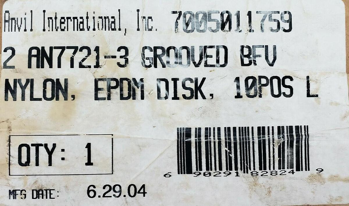 Used ANVIL GRUVLOK 7005011759 SERIES 7700 2" BUTTERFLY VALVE, 10POS, 200PSI, AN7721-3