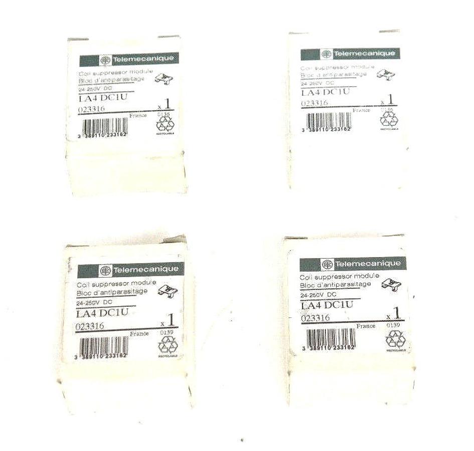Used LOT OF 4 NIB TELEMECANIQUE LA4-DC1U COIL SUPPRESSOR MODULE 24-250VDC, 023316