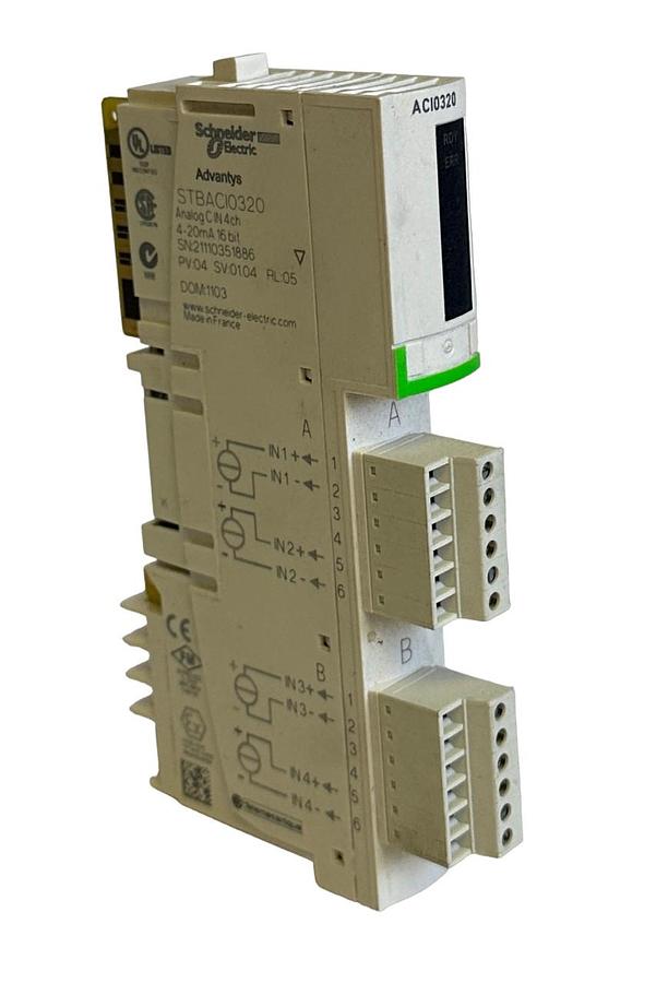 Used SCHNEIDER ELECTRIC STBACI0320 Advantys ANALOG INPUT MODULE 4-INPUTS 4-20mA 16BIT