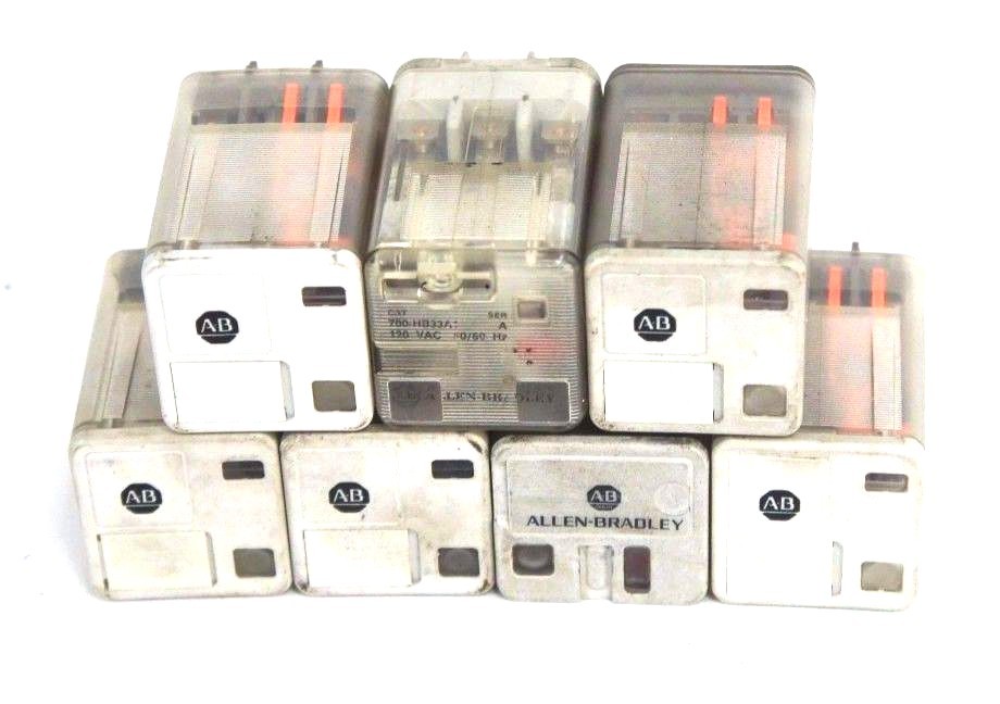 Used LOT OF 7 ALLEN BRADLEY RELAYS 700-HB33A1, 700-HB33Z24, 700-HB32A1, 700-HAX2A2