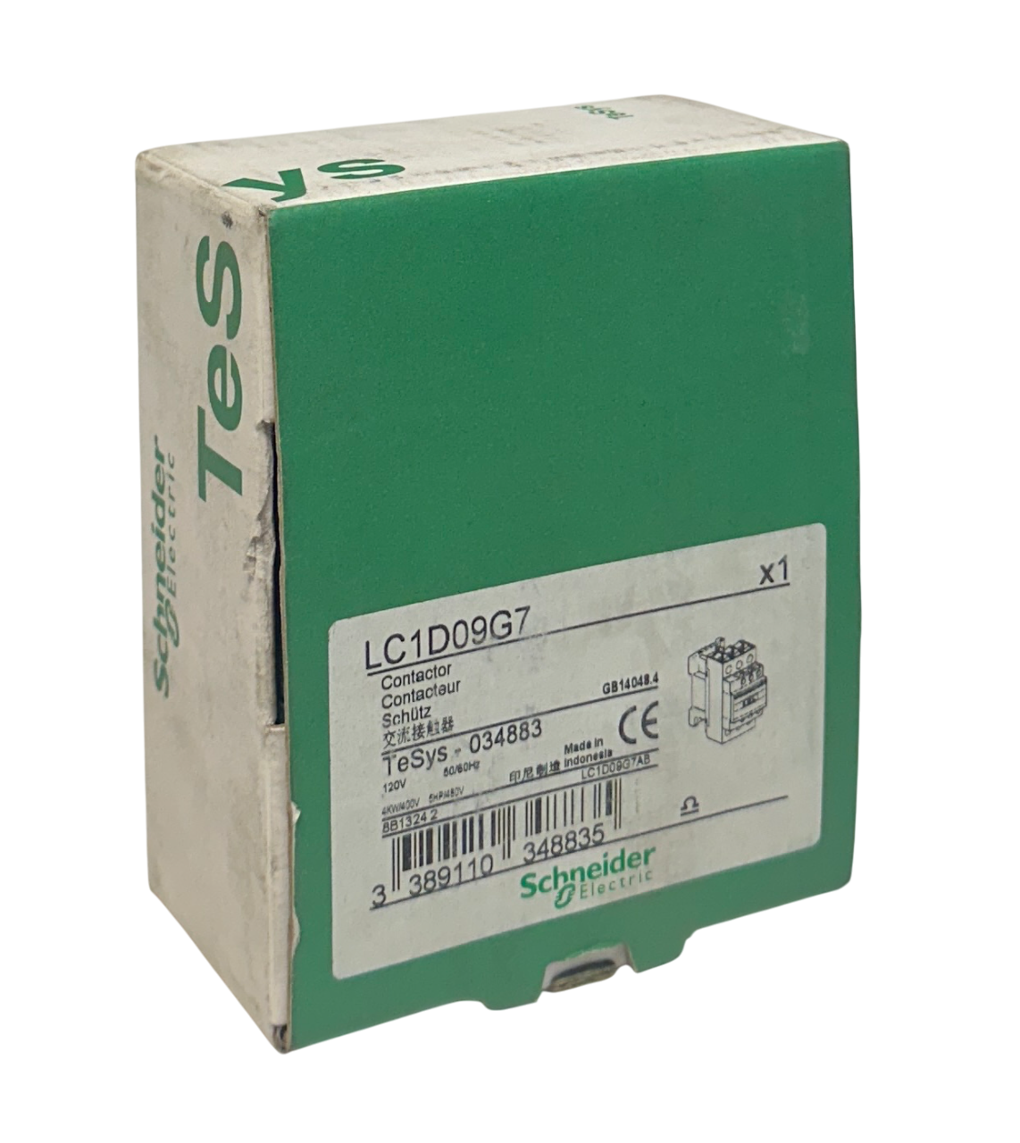 Used SCHNEIDER ELECTRIC LC1D09G7 TeSys CONTACTOR 3PH 3P 120VAC 50/60Hz COIL NSMP