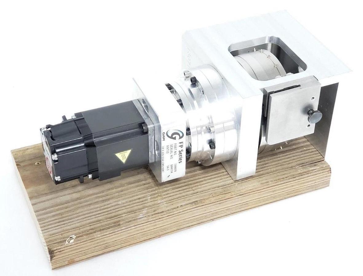 Used GAM GEAR 730028 FP SERIES GEARHEAD 16:1 RATIO W/ HG-KR13 SERVO MOTOR & BASE