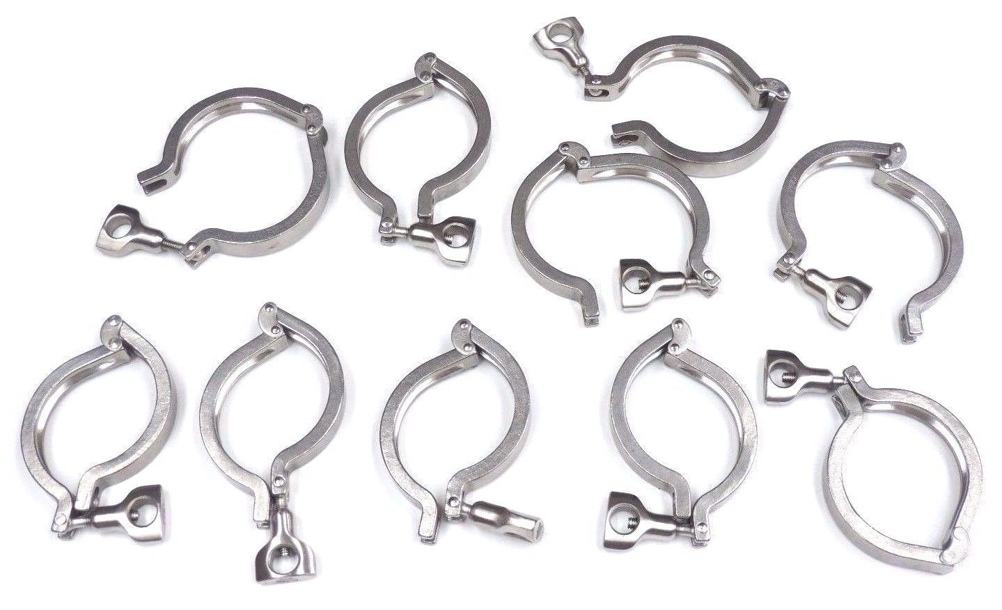 Used LOT OF 10 TRI-CLOVER 13MHHM 3'' S.S. CLAMPS 13MHHM