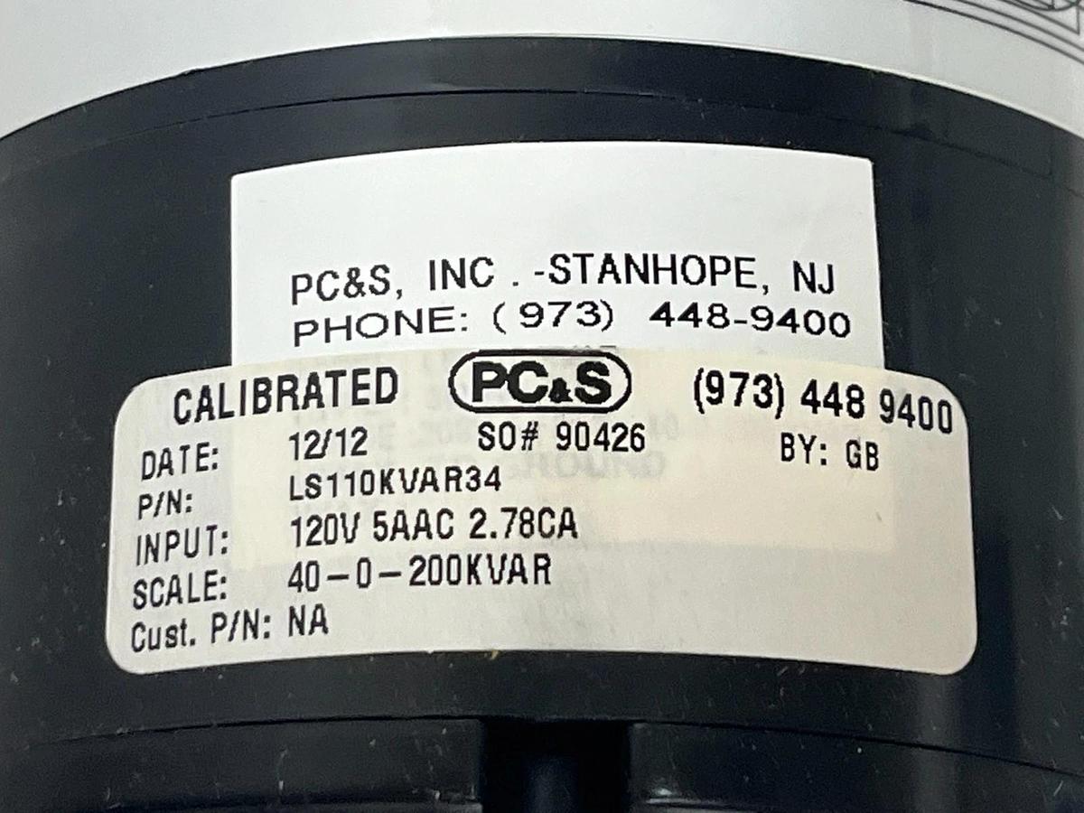 PC&S LS-110 Kilovar Meter | LS110KVAR34 | 120V 5A | Scale 40-0-200 kVAR , NSMP