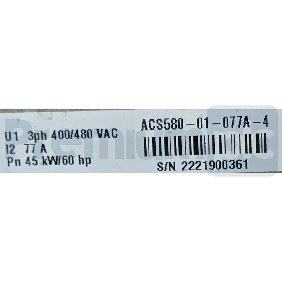 Used ABB ACS580-01-077A-4+B056 LV AC DRIVE 3AUA0000219775 480V, 50/60HP, 77A NSNP