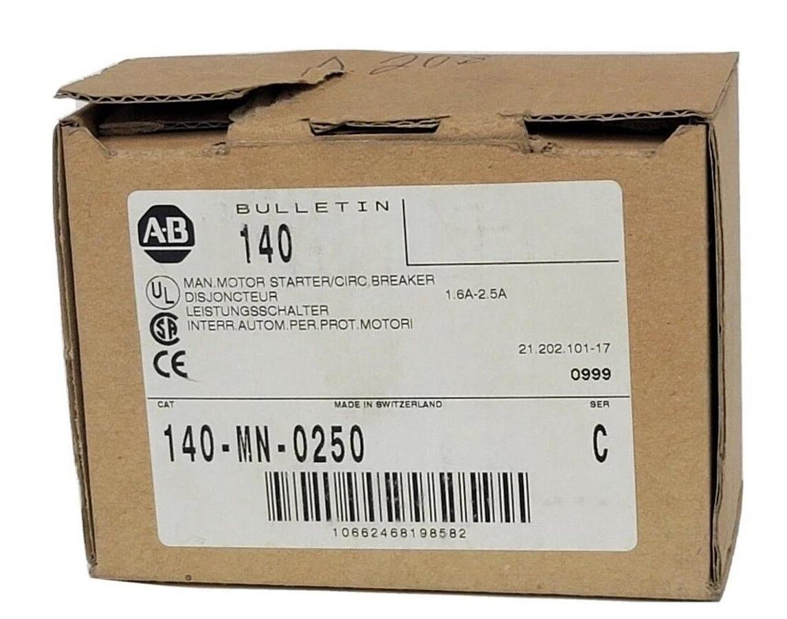 Used NEW ALLEN BRADLEY 140-MN-0250 /C MANUAL STARTER/CIRCUIT BREAKER 140MN0250