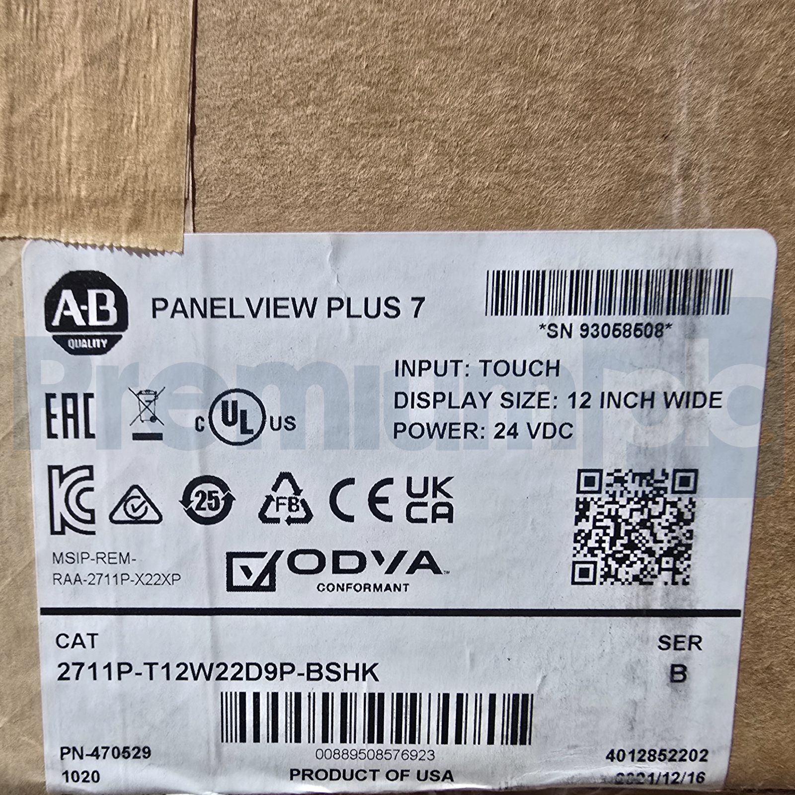 Used Allen Bradley 2711P-T12W22D9P-BSHK /B PanelView Plus 7 Terminal SS 12" (read)