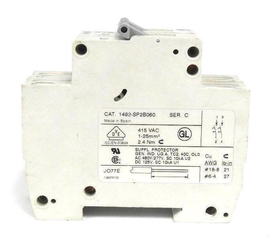 Used ALLEN BRADLEY 1492-SP2B060 MINIATURE CIRCUIT BREAKER SER. C