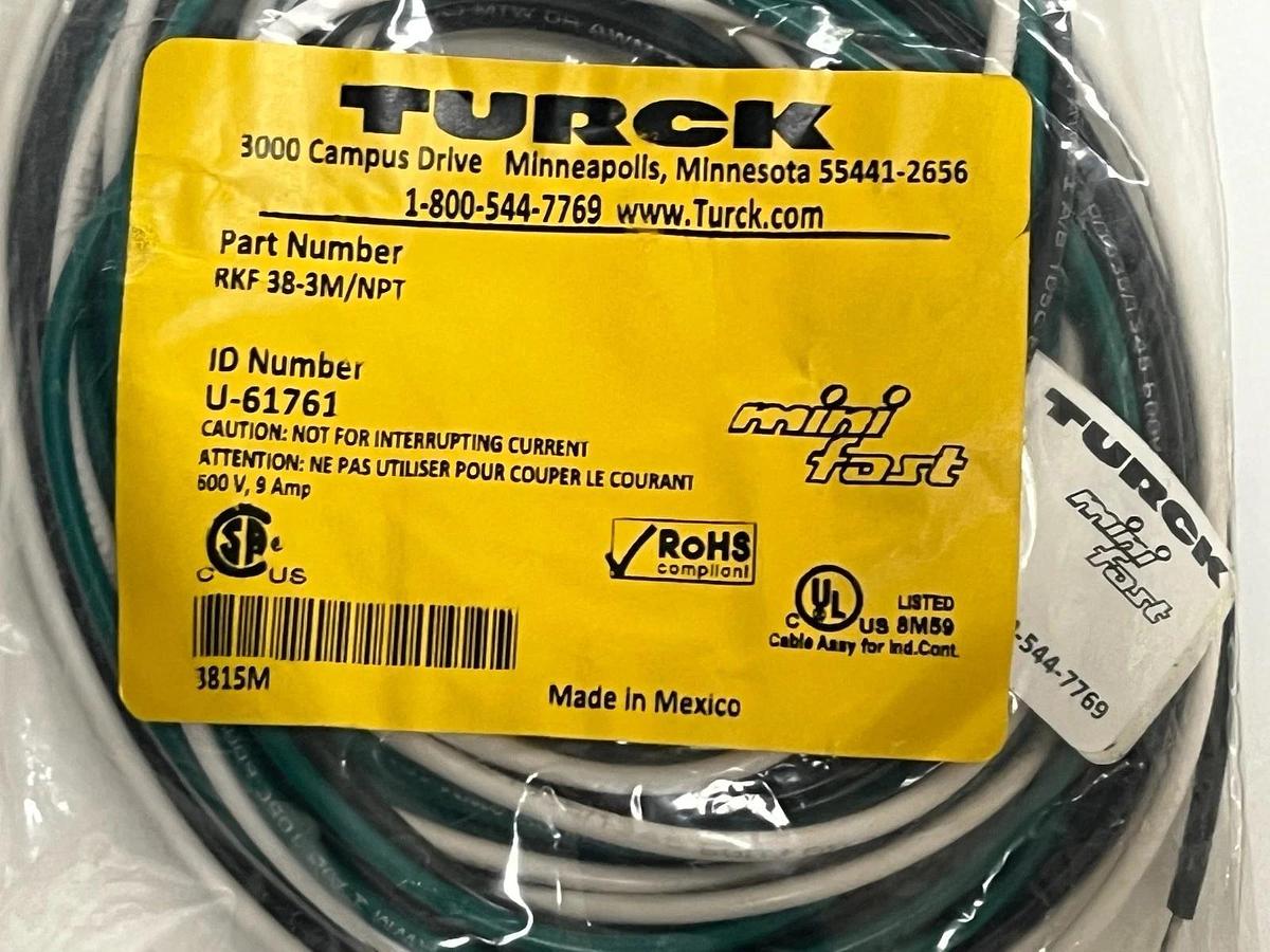 Used Turck RKF 38-3M/NPT Minifast Receptacle 3-Pin 7/8" Female 3M - NEW SURPLUS