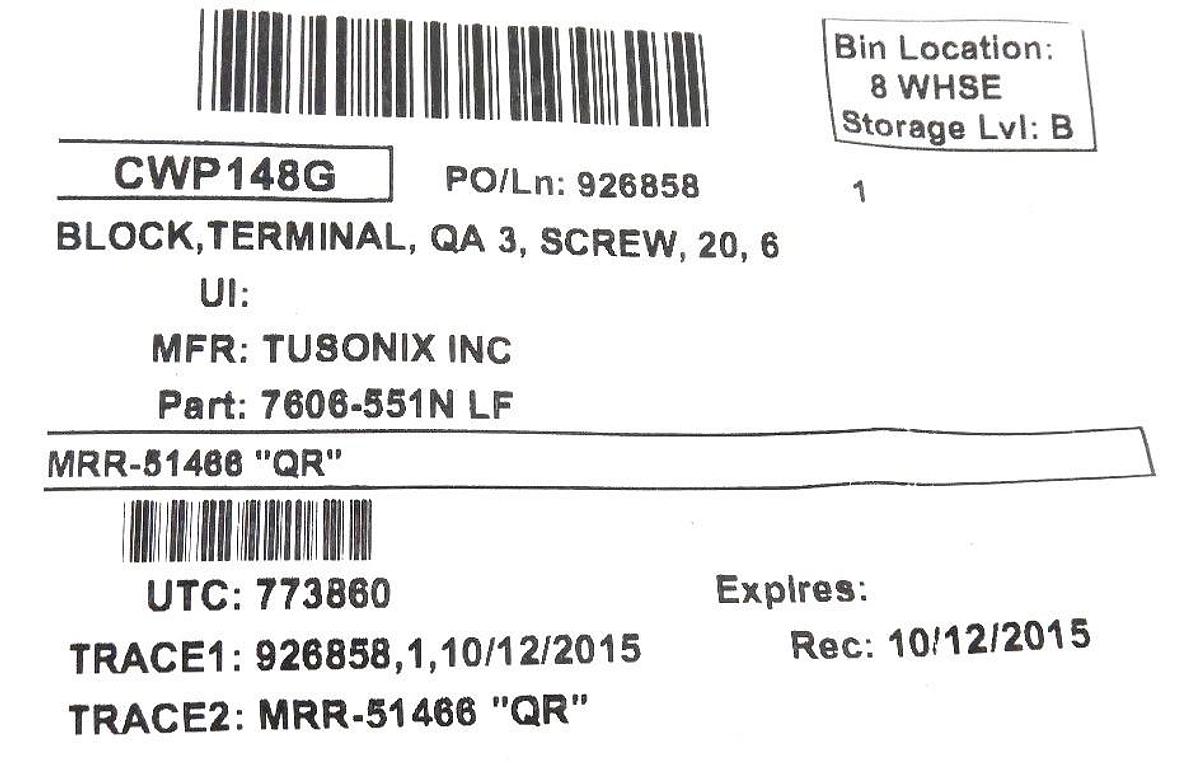 Used LOT OF 2 TUSONIX INC 7606-551N LF TERMINAL BLOCKS AQ 3, SREW, 20, 6