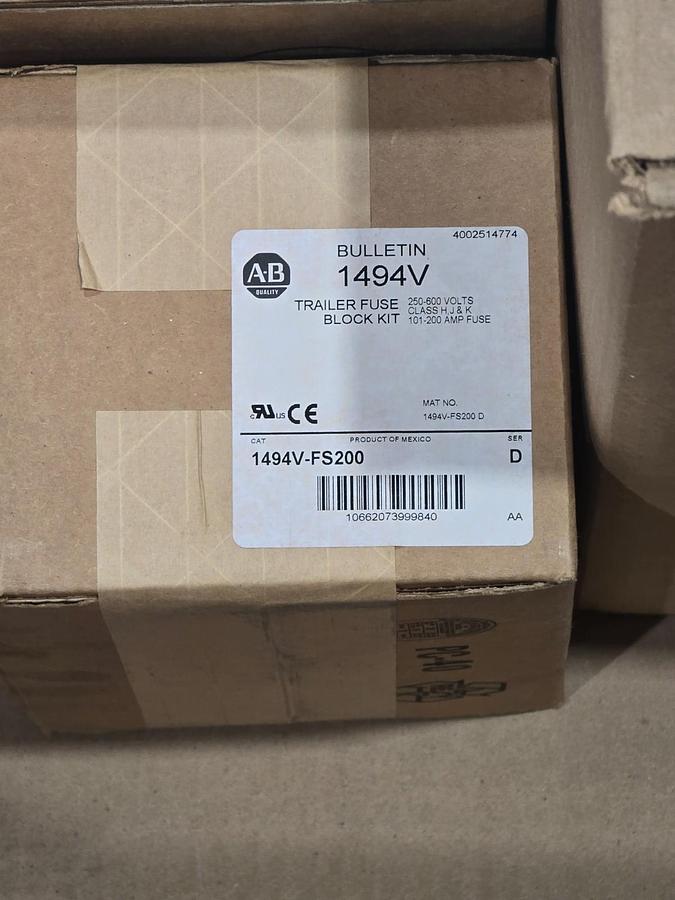 Used Allen Bradley 1494C-DJ622-A4-D-E-F Fusible Disconnect Kit 600V 200A 1494F-D200