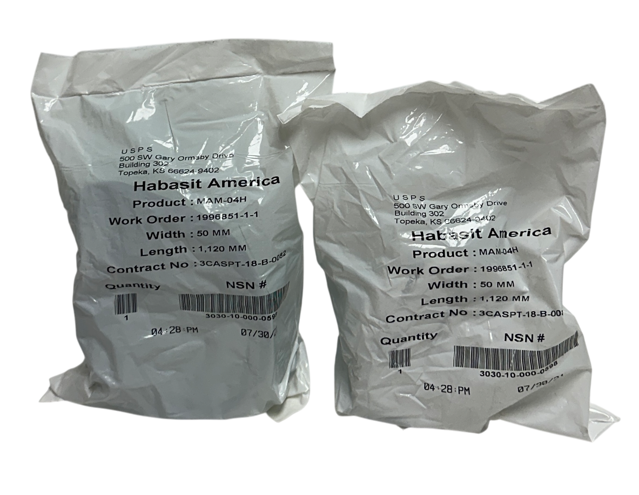 2 HABASIT AMERICA MAM-04H / MAM04H CONVEYOR BELTS W: 50mm L: 1,120mm NSFS