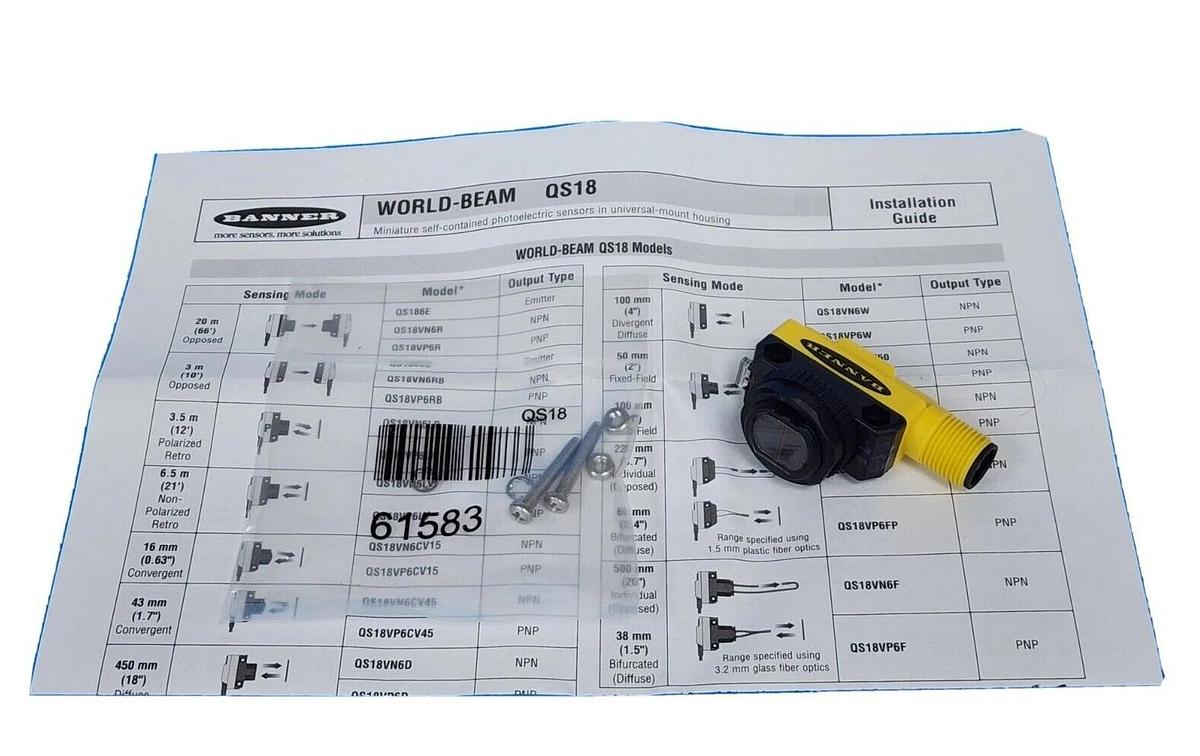 Used NIB BANNER QS18VN6LPQ8-79665 PHOTOELECTRIC SENSOR 10-30VDC