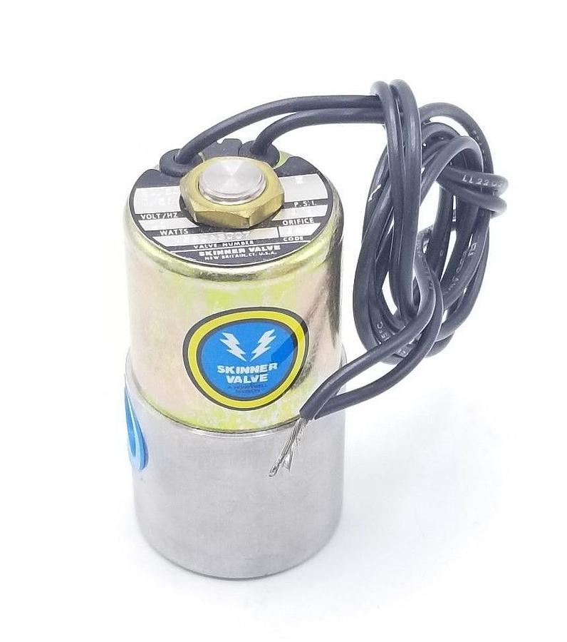 Used NEW SKINNER V52DA3007 SOLENOID VALVE 110/120V, 50/60HZ, 10W, 5PSI, 3/8" ORIFICE