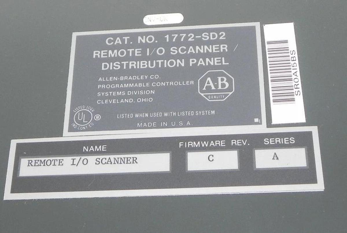 Used ALLEN BRADLEY 1772-SD2 REMOTE I/O SCANNER DISTRIBUTION PANEL 1772SD2, SER. A