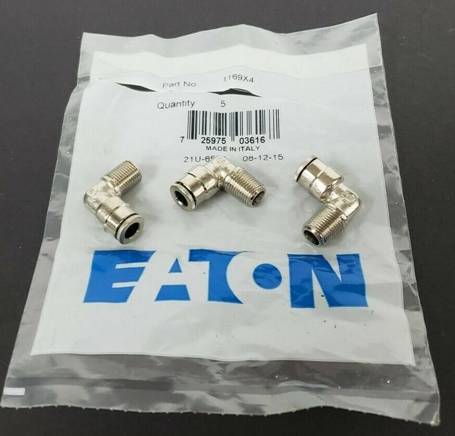 Used BAG OF 3 NEW EATON 1169X4 PUSH CONNECT SWIVEL MALE ELBOWS