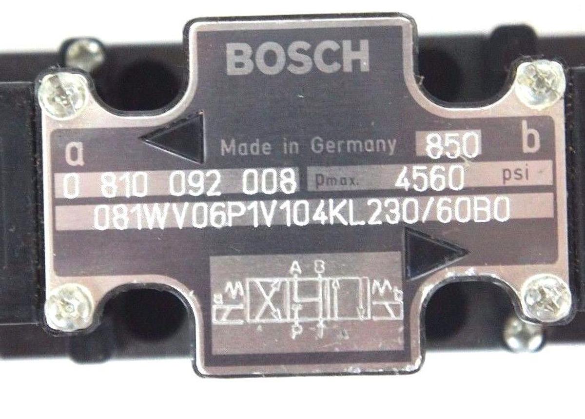 Used NEW BOSCH 081WV06P1V104KL230/60B0 HYDRAULIC TWIN SOLENOID VALVE 0 810 092 008