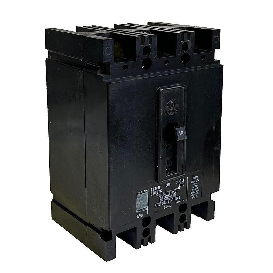 Used WESTINGHOUSE FB3050 / 4975D71G40 CIRCUIT BREAKER 600Vac 3-POLE 50A