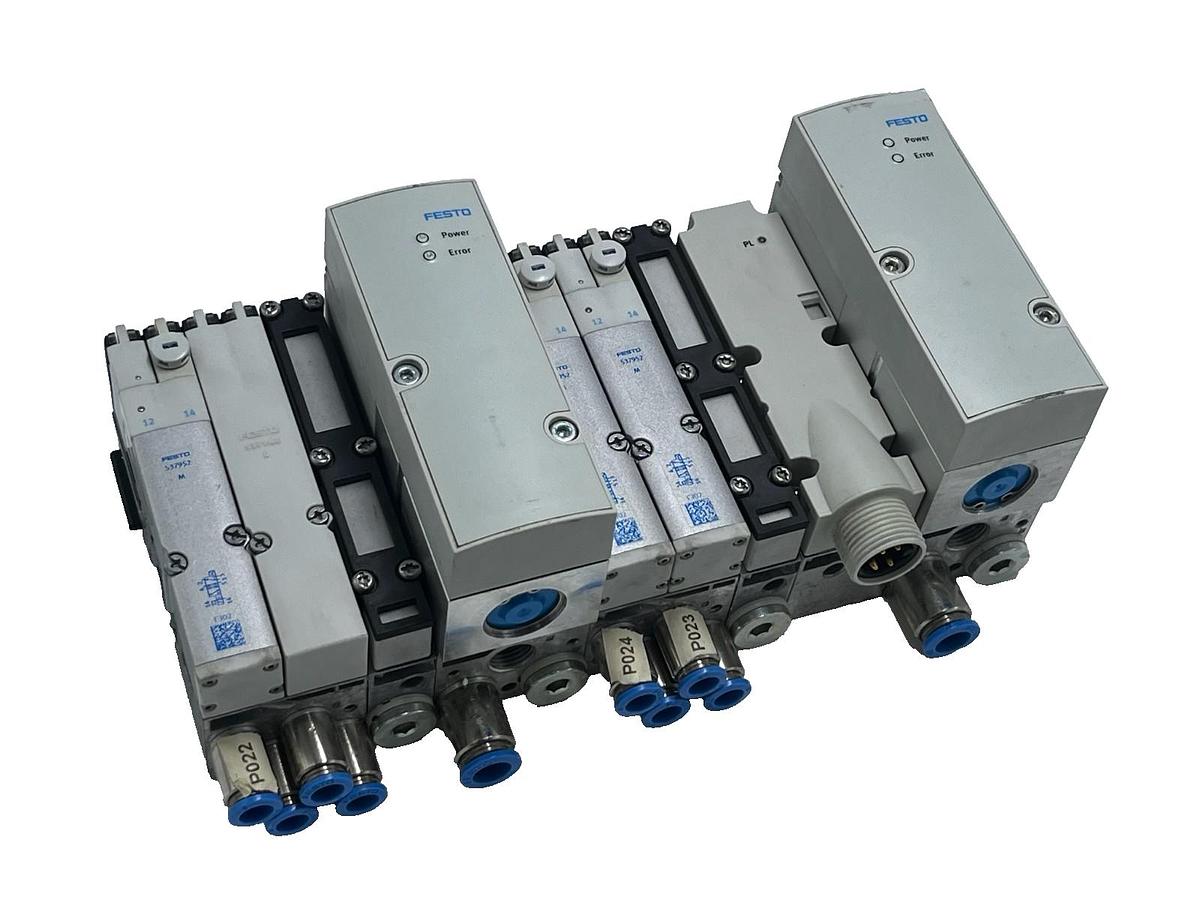 Used FESTO ASSEMBLY: MPA-S Manifold 2x VPPM-6TA Valves 3x VMPA2 Solenoids 7/8" Supply