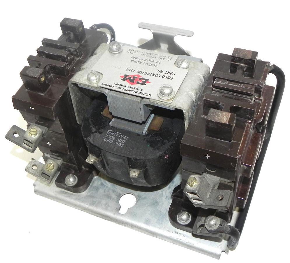 Used ELECTRIC MACHINERY MFG. COMPANY FIELD CONTACTOR TYPE 839 P/N: 800A070F06 275V