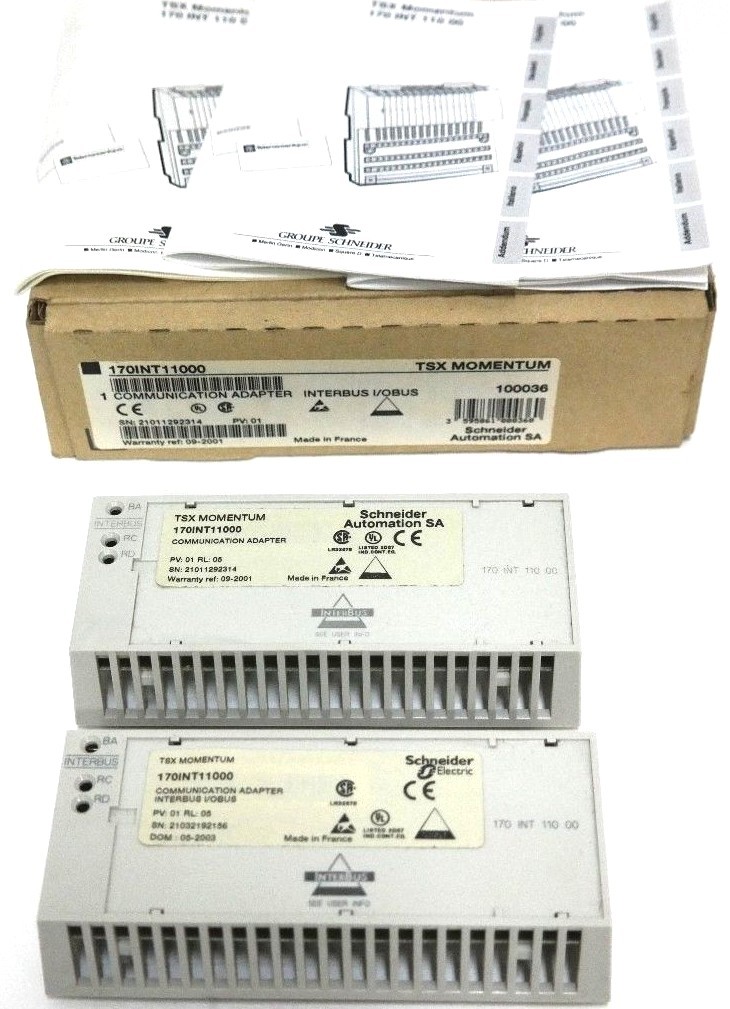 Used LOT OF 2 SCHNEIDER AUTOMATION 170INT11000 COMMUNICATION ADAPTERS 170-INT-110-00