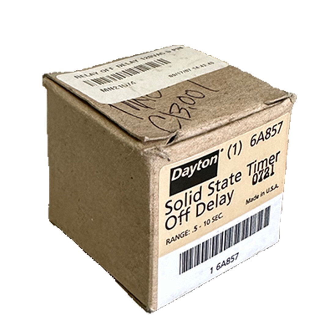 Used NEW DAYTON 6A857 SOLID STATE TIMER OFF DELAY RELAY .5-10 SECONDS