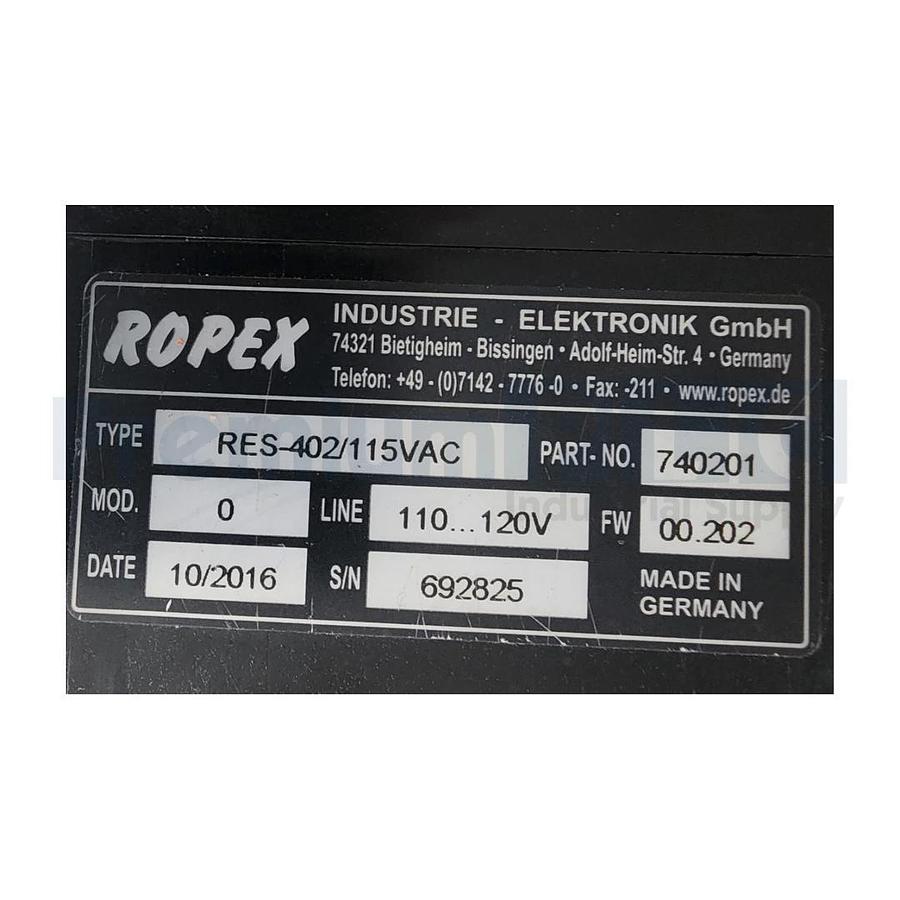 Used USED ROPEX RES-402 RESISTRON TEMPERATURE CONTROLLER RES-402/115VAC P/N 740201