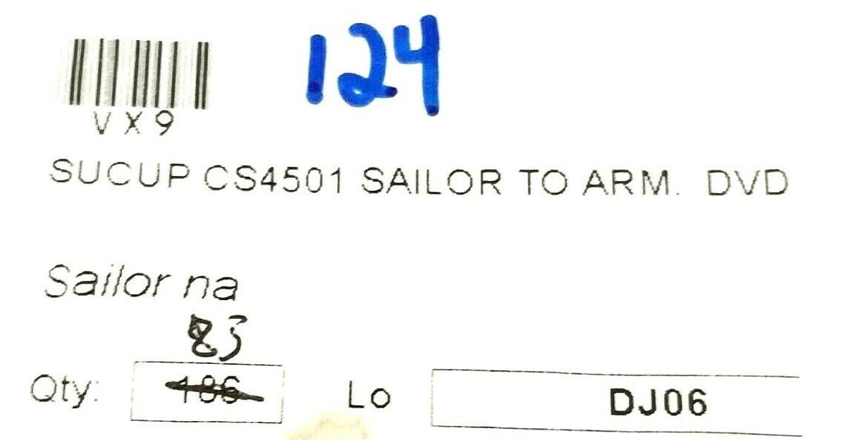 Used LOT OF 124 NEW GENERIC CS4501 SAILOR TO ARM. DVD SUCUPS CS-4501 VX-9 VX9