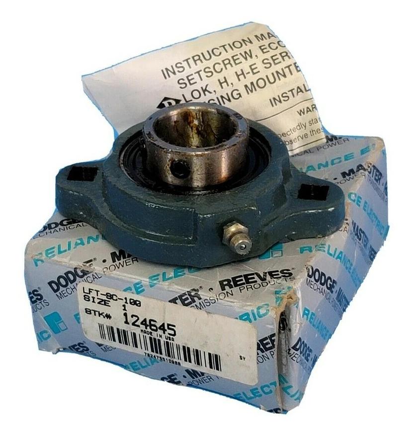 Used NIB DODGE 124645 BALL BEARING 2-BOLT LFT-8C-100 SIZE 1