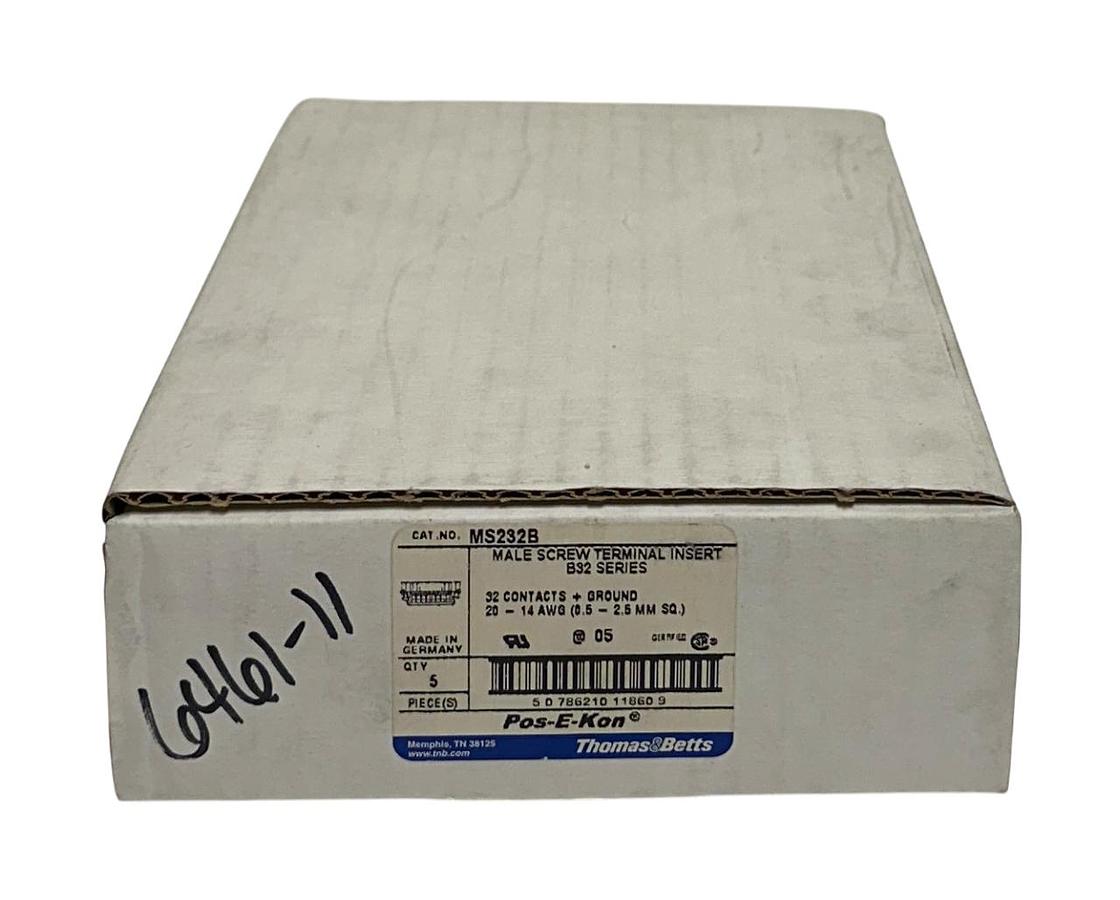 Used 5 THOMAS & BETTS MS232B Pos-E-Kon MALE SCREW TERMINAL INSERTS B32 SERIES NSMP
