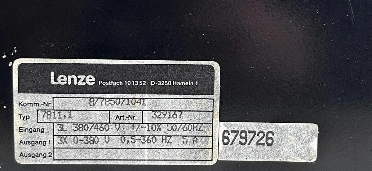 Used LENZE 8/7850/1041 / 7811.1 / 329167 AC 7800 DRIVE 3L 380/460V 50/60Hz 78111