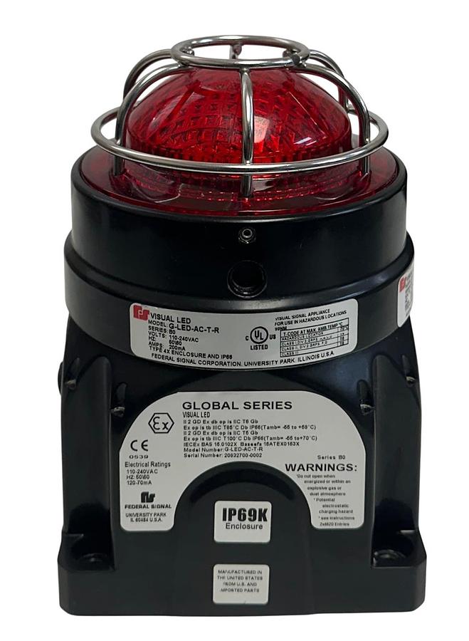 Used FEDERAL SIGNAL G-LED-AC-T-R / GLEDACTR GLOBAL SERIES LED LIGHT RED 110-240V USNP