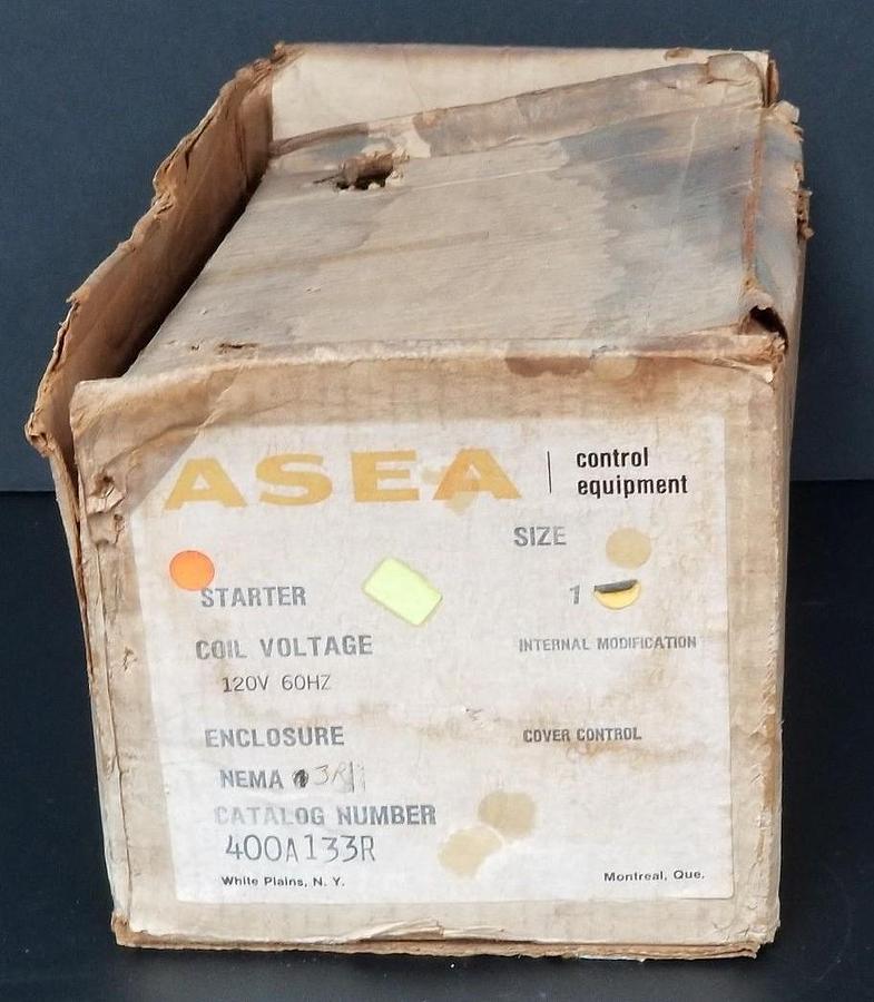 Used NEW ASEA BROWN BOVERI 400A133R STARTER 27A, 600VAC, SIZE 1, NEMA 3R, 120V, 60HZ