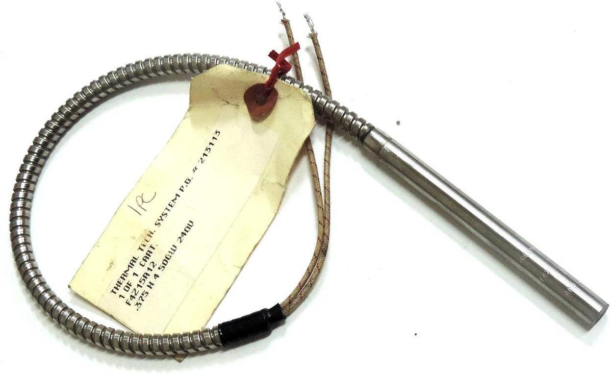 THERMAL HEAT CARTRIDGE HEATER .375" DIA. X 4" LTH. 500W 240V 16" FLEX STEEL LEAD