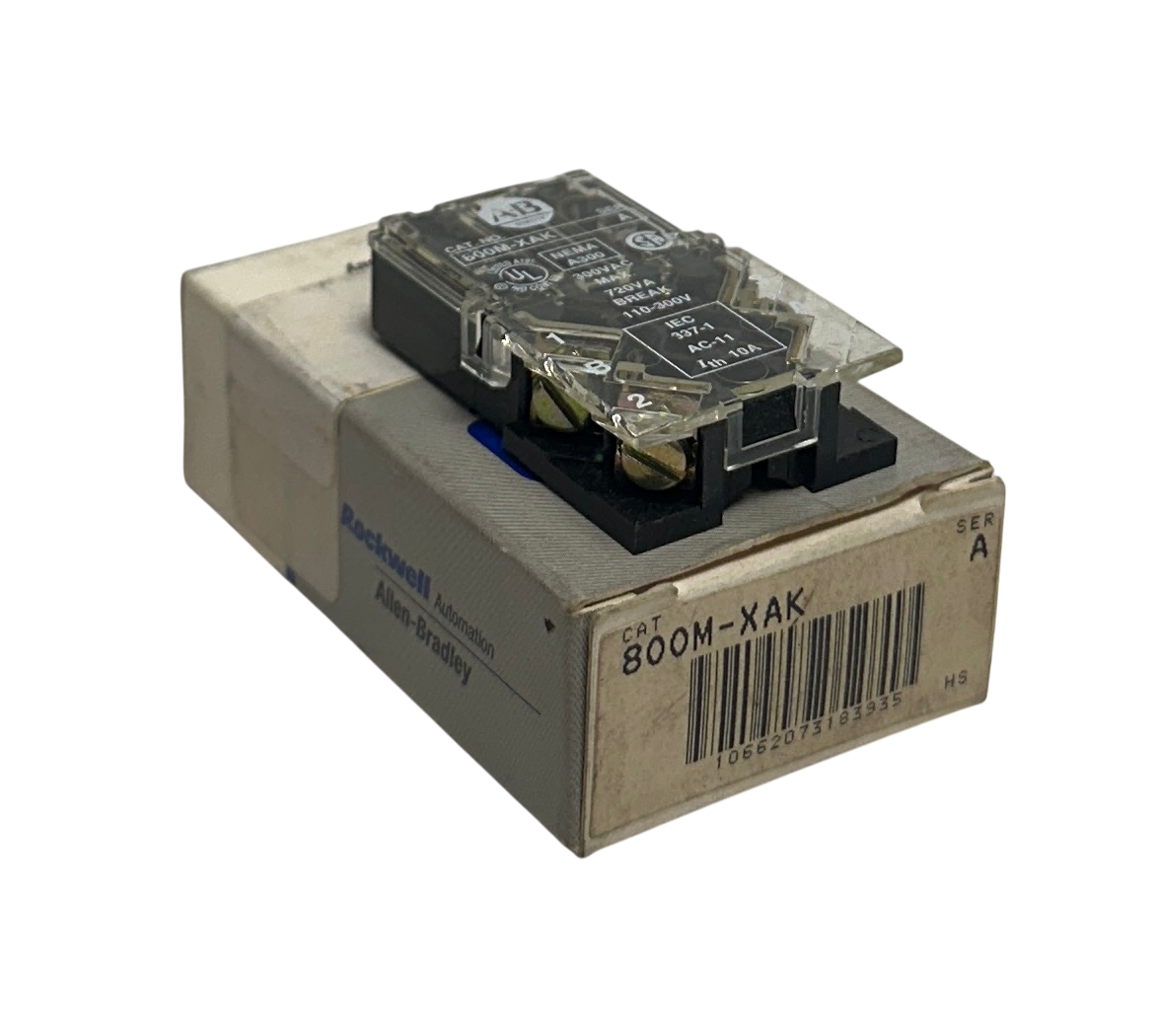 Used ALLEN BRADLEY 800M-XAK /A BULLETIN 800M CONTACT BLOCK 22mm 1NO/1NC 800MXAK NSMP