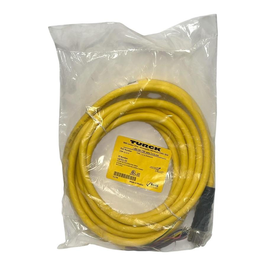 Used Turck CSM 12-11-5 Multifast Cordset 12-Pin Female M23 to Bare End 5m Sealed