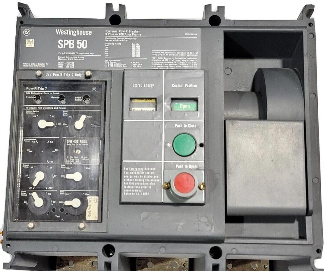 Used WESTINGHOUSE SPB 50 CIRCUIT BREAKER 800A 69-E-8778 SPB50 229P270H10A