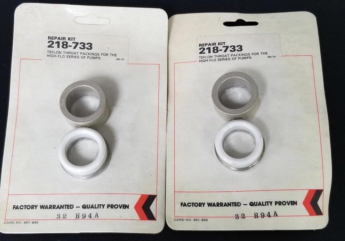 Used LOT OF 2 NEW GRACO 218-733 REPAIR KITS TEFLON THROAT PACKINGS FOR HIGH FLO SERIE