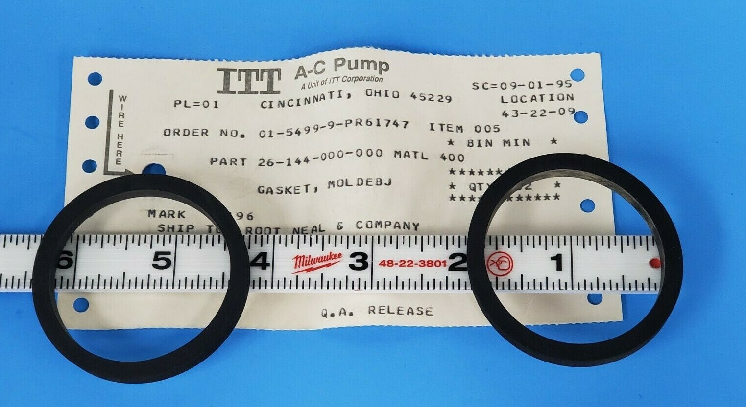 Used LOT OF 2 NEW ITT 26-144-000-000 GASKETS