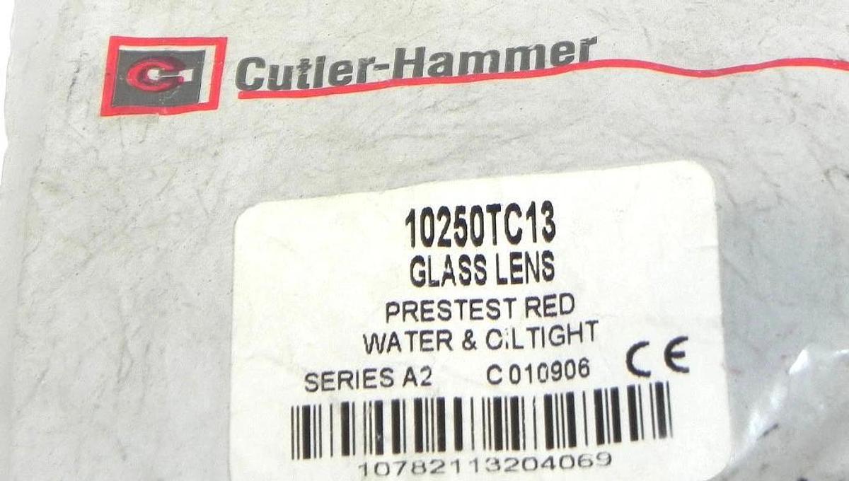 Used NEW CUTLER-HAMMER 10250TC13 GLASS LENS PRESTEST RED SERIES A2