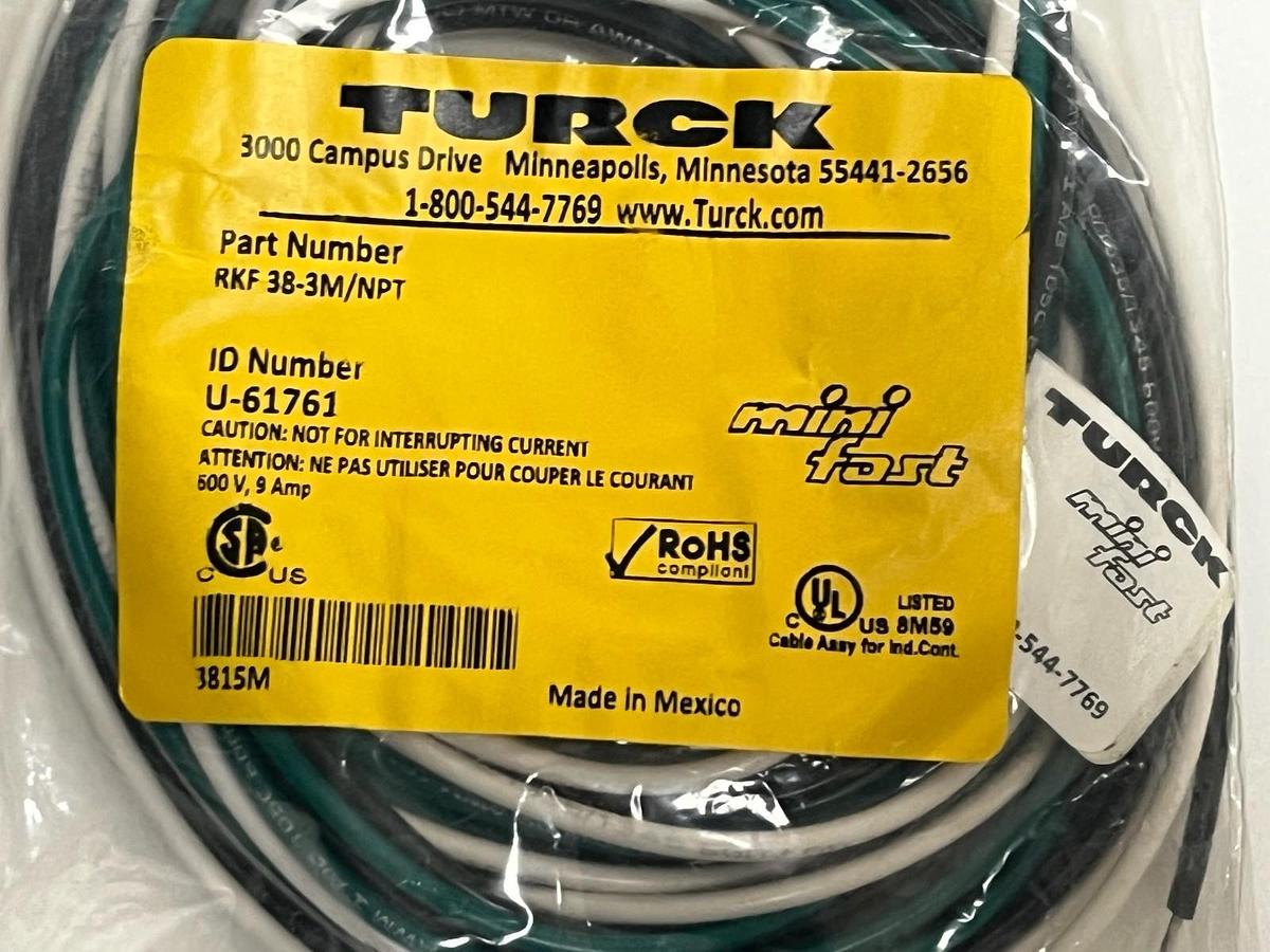 Turck RKF 38-3M/NPT Minifast Receptacle 3-Pin 7/8" Female 3M - NEW SURPLUS