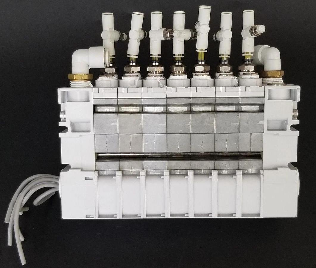 Used KOGANEI PBM7P-3W SOLENOID VALVE BLOCK, GA110E1-PSL-1L-7W, PB24C-38W, PB24C-39W