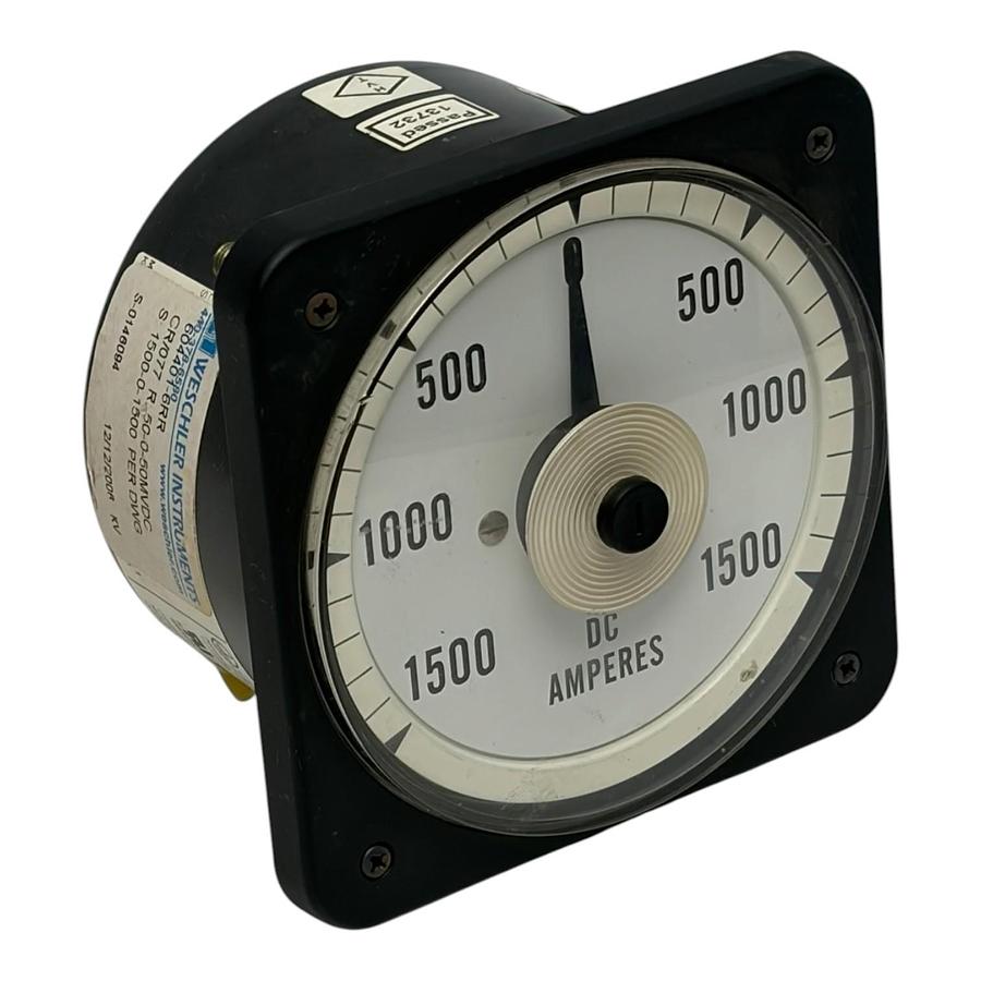 Used Weschler Instruments 604401-6RR DC Ammeter Gauge 1500-0-1500 Amperes 50-0-50MVDC