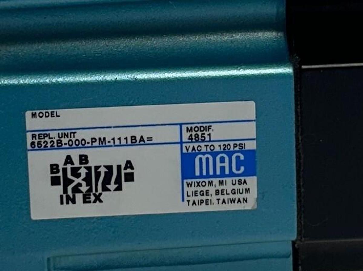 Used MAC 6522B-000-PM-111BA=4851 / 6522B-000-PM-111BA SOLENOID VALVE 24VDC UPIS