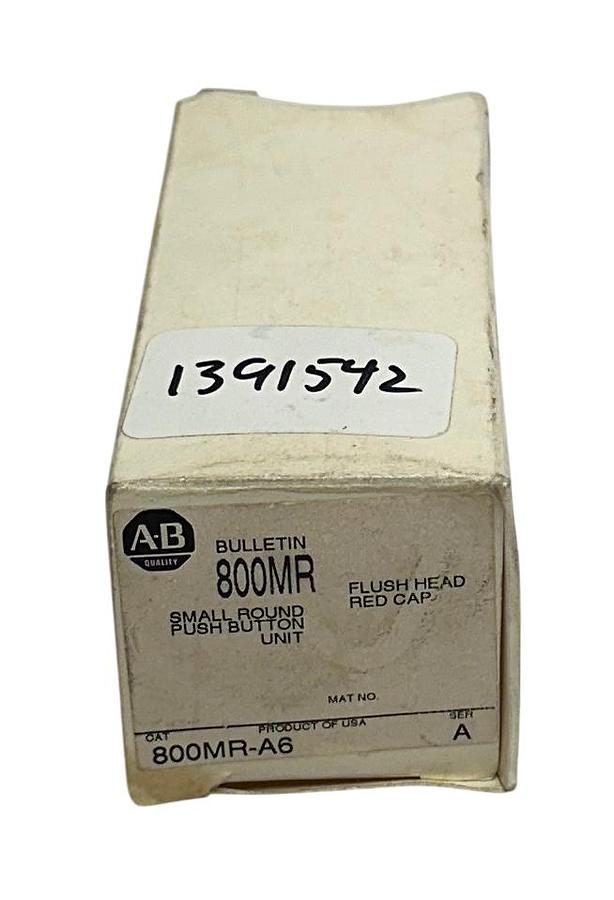 Used ALLEN BRADLEY 800MR-A6 /A BULLETIN 800MR SMALL ROUND PUSH BUTTON RED CAP NSMP