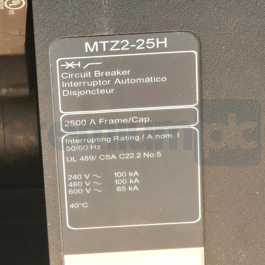Square D Schneider MTZ2-25H MicroLogic 6.0Xi Masterpact Circuit Breaker 2500A 4P