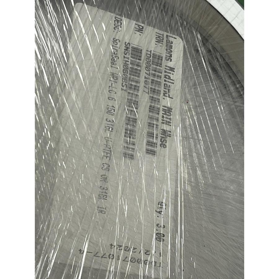 Used Lot of 4 Lamons SNSIH060BSI Spiral Wound Gaskets 6 Inch 150 Class 316L PTFE New