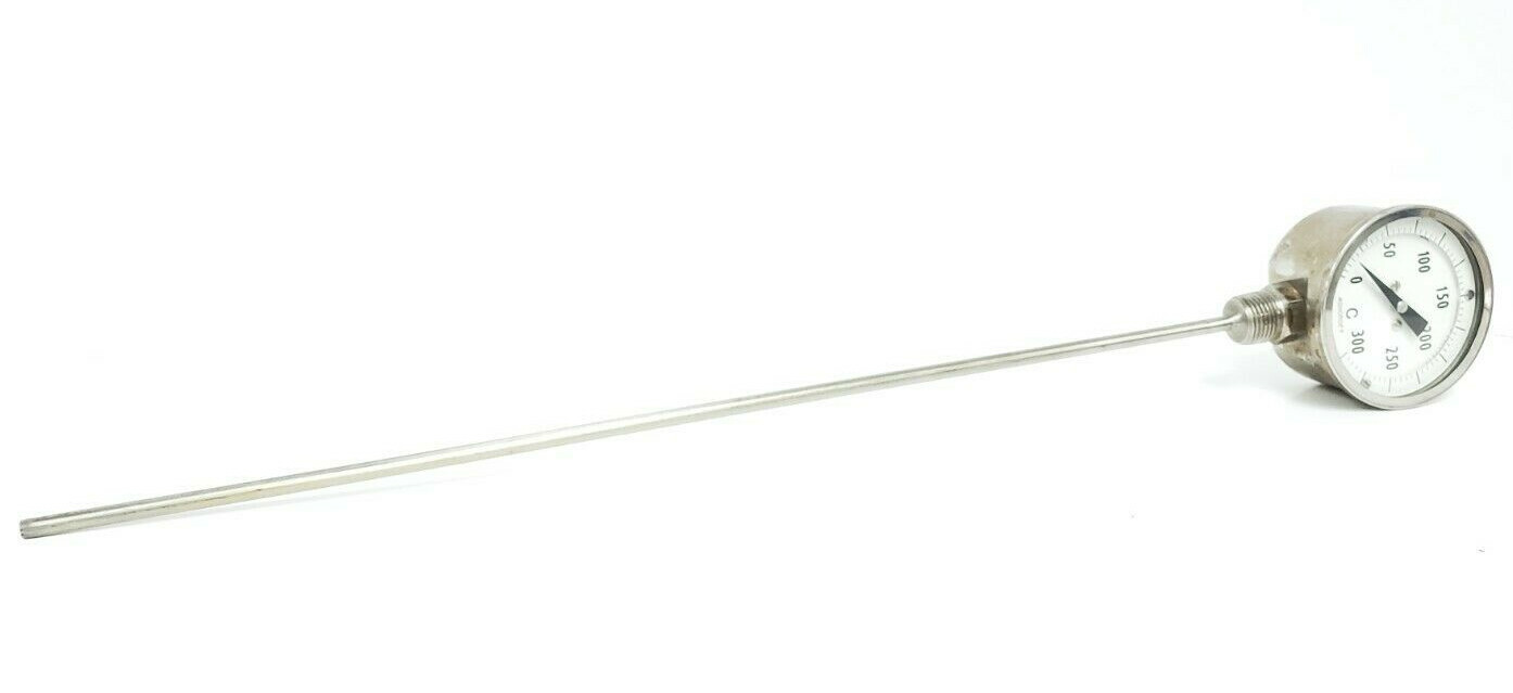 Used ASHCROFT TEMPERATURE SENSOR / THERMOMETER, 0-300DEG. C., ~43.5CM PROBE LENGTH